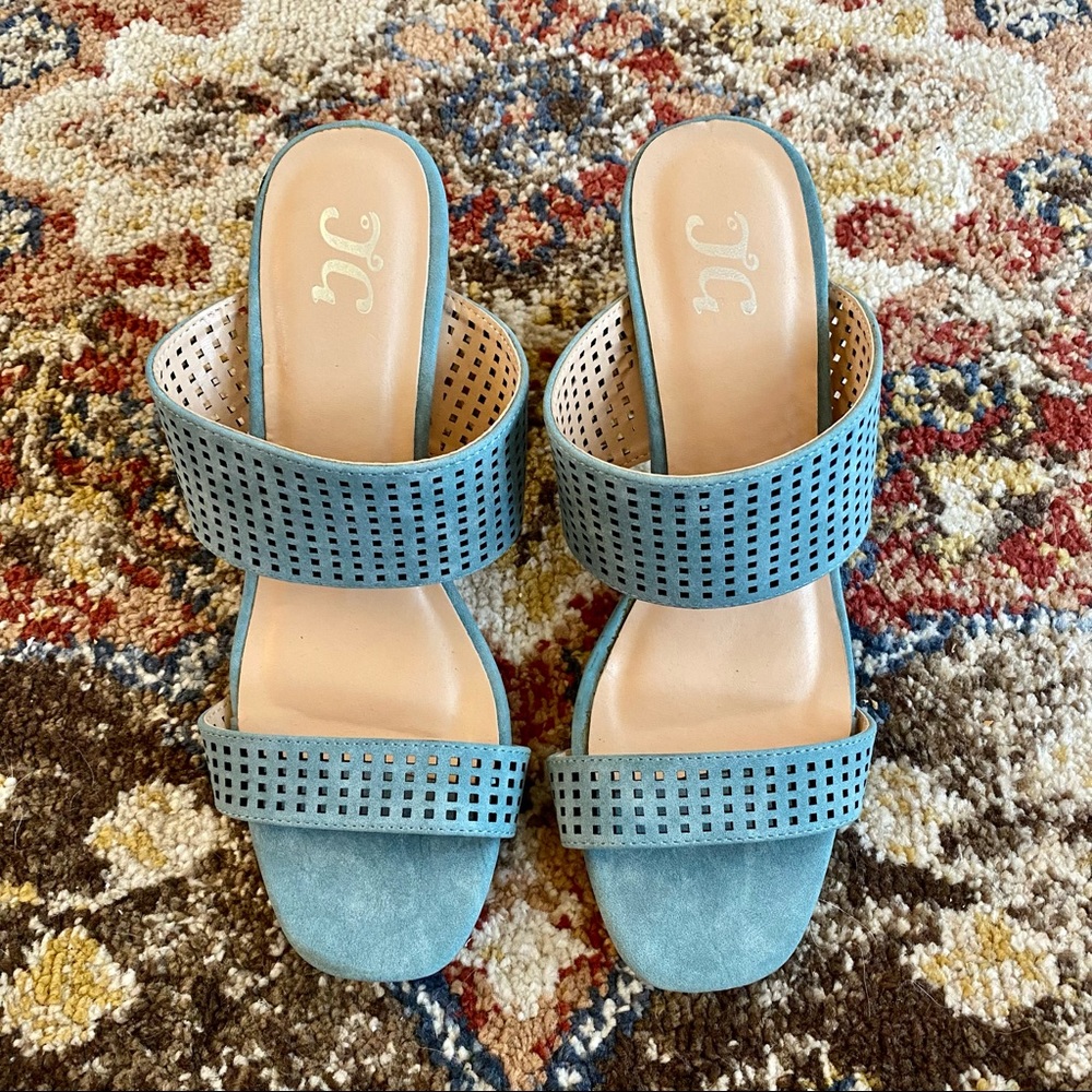 Light blue platform sandals